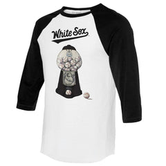 Chicago White Sox Tiny Turnip Women's Gumball Machine 3/4-Sleeve Raglan T-Shirt - White/Black - MLB Sale