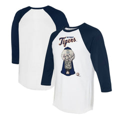 Detroit Tigers Tiny Turnip Women's Gumball Machine 3/4-Sleeve Raglan T-Shirt - White/Navy - MLB Sale