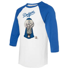 Los Angeles Dodgers Tiny Turnip Women's Gumball Machine 3/4-Sleeve Raglan T-Shirt - White/Royal - MLB on Sale