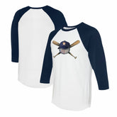 Houston Astros Tiny Turnip Women's Hat Crossbats 3/4-Sleeve Raglan T-Shirt - White/Navy - MLB Online