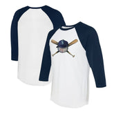 Seattle Mariners Tiny Turnip Women's Hat Crossbats 3/4-Sleeve Raglan T-Shirt - White/Navy - MLB on Sale
