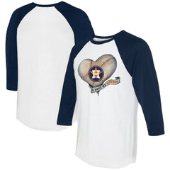 Houston Astros Tiny Turnip Women's Heart Banner 3/4-Sleeve Raglan T-Shirt - White/Navy - MLB Discount