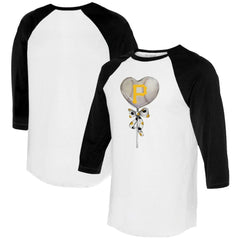 Pittsburgh Pirates Tiny Turnip Women's Heart Lolly 3/4-Sleeve Raglan T-Shirt - White/Black - MLB Lifestyle