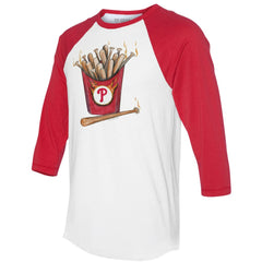 Philadelphia Phillies Tiny Turnip Women's Hot Bats 3/4-Sleeve Raglan T-Shirt - White/Red - MLB Sale