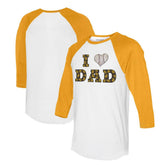 San Diego Padres Tiny Turnip Women's I Love Dad 3/4-Sleeve Raglan T-Shirt - White/Gold - MLB Lifestyle