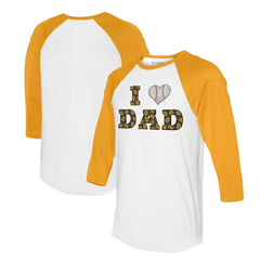 San Diego Padres Tiny Turnip Women's I Love Dad 3/4-Sleeve Raglan T-Shirt - White/Gold - MLB Lifestyle