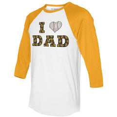 San Diego Padres Tiny Turnip Women's I Love Dad 3/4-Sleeve Raglan T-Shirt - White/Gold - MLB Lifestyle
