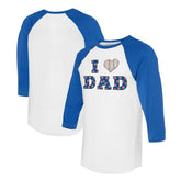 Chicago Cubs Tiny Turnip Women's I Love Dad 3/4-Sleeve Raglan T-Shirt - White/Royal - MLB on Sale