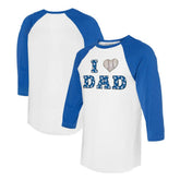 Los Angeles Dodgers Tiny Turnip Women's I Love Dad 3/4-Sleeve Raglan T-Shirt - White/Royal - MLB Discount