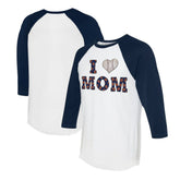 Detroit Tigers Tiny Turnip Women's I Love Mom 3/4-Sleeve Raglan T-Shirt - White/Navy - MLB Sale