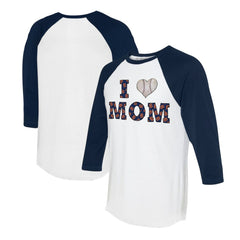 Detroit Tigers Tiny Turnip Women's I Love Mom 3/4-Sleeve Raglan T-Shirt - White/Navy - MLB Sale