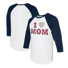 Washington Nationals Tiny Turnip Women's I Love Mom 3/4-Sleeve Raglan T-Shirt - White/Navy - MLB on Sale