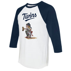 Minnesota Twins Tiny Turnip Women's Kate 3/4-Sleeve Raglan T-Shirt - White/Navy - MLB Lifestyle