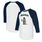 Seattle Mariners Tiny Turnip Women's Kate 3/4-Sleeve Raglan T-Shirt - White/Navy - MLB Sale