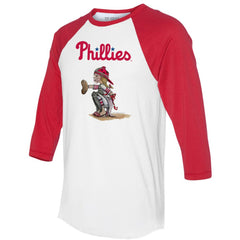 Philadelphia Phillies Tiny Turnip Women's Kate 3/4-Sleeve Raglan T-Shirt - White/Red - MLB Discount