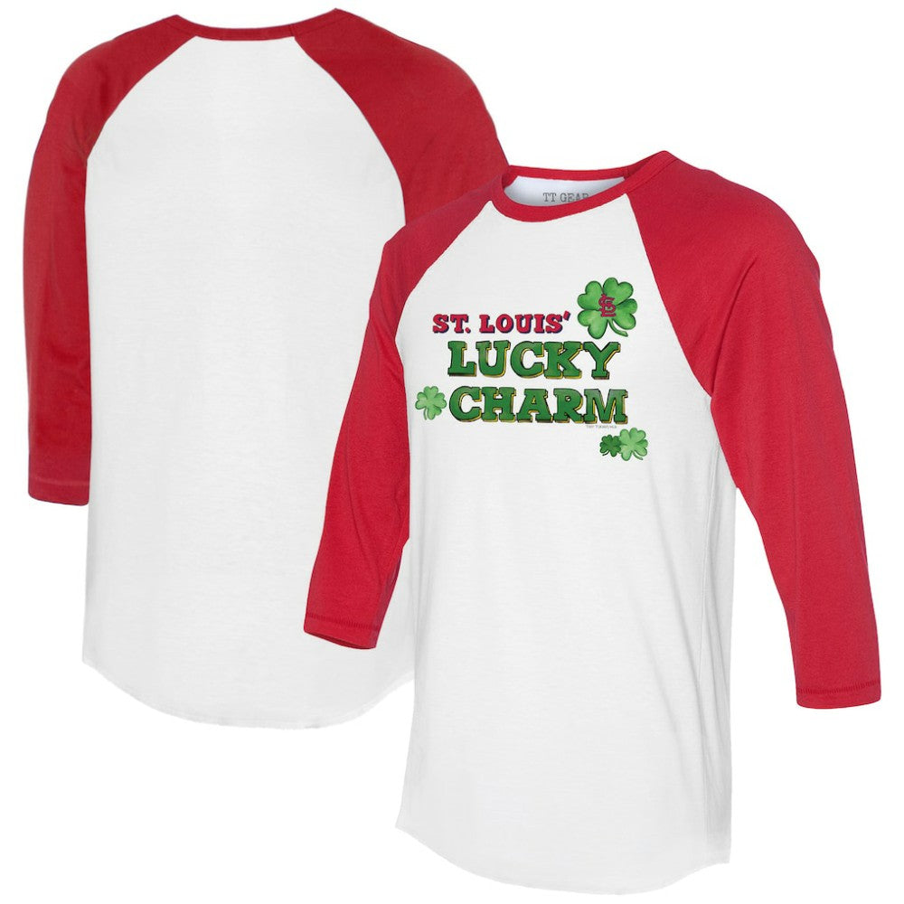St. Louis Cardinals Tiny Turnip Women's Lucky Charm 3/4-Sleeve Raglan T-Shirt - White/Red - MLB Discount