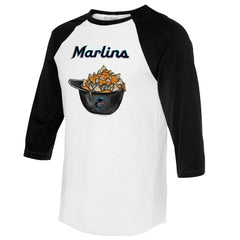 Miami Marlins Tiny Turnip Women's Nacho Helmet 3/4-Sleeve Raglan T-Shirt - White/Black - MLB Sale
