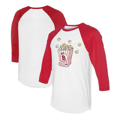 St. Louis Cardinals Tiny Turnip Women's Popcorn 3/4-Sleeve Raglan T-Shirt - White/Red - MLB Discount
