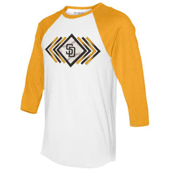 San Diego Padres Tiny Turnip Women's Prism Arrows 3/4-Sleeve Raglan T-Shirt - White - MLB Online