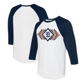 Detroit Tigers Tiny Turnip Women's Prism Arrows 3/4-Sleeve Raglan T-Shirt - White - MLB on Sale