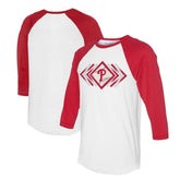 Philadelphia Phillies Tiny Turnip Women's Prism Arrows 3/4-Sleeve Raglan T-Shirt - White - MLB Sale