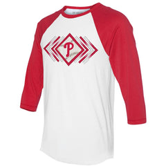 Philadelphia Phillies Tiny Turnip Women's Prism Arrows 3/4-Sleeve Raglan T-Shirt - White - MLB Sale