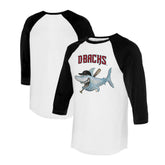 Arizona Diamondbacks Tiny Turnip Women's Shark 3/4-Sleeve Raglan T-Shirt - White/Black - MLB Sale