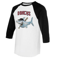 Arizona Diamondbacks Tiny Turnip Women's Shark 3/4-Sleeve Raglan T-Shirt - White/Black - MLB Sale