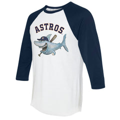 Houston Astros Tiny Turnip Women's Shark 3/4-Sleeve Raglan T-Shirt - White/Navy - MLB Discount