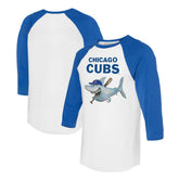Chicago Cubs Tiny Turnip Women's Shark 3/4-Sleeve Raglan T-Shirt - White/Royal - MLB Sale