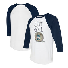 Seattle Mariners Tiny Turnip Women's Spit Ball 3/4-Sleeve Raglan T-Shirt - White/Navy - MLB Sale