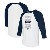 Minnesota Twins Tiny Turnip Women's Stacked 3/4-Sleeve Raglan T-Shirt - White/Navy - MLB Online