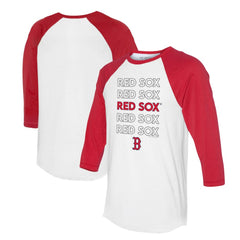 Boston Red Sox Tiny Turnip Unisex Stacked 3/4-Sleeve Raglan T-Shirt - White/Red - MLB Online