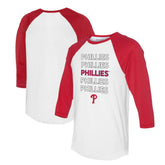 Philadelphia Phillies Tiny Turnip Unisex Stacked 3/4-Sleeve Raglan T-Shirt - White/Red - MLB Lifestyle