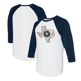 Houston Astros Tiny Turnip Unisex State Outline 3/4-Sleeve Raglan T-Shirt - White/Navy - MLB on Sale