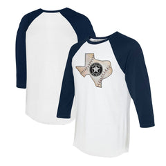 Houston Astros Tiny Turnip Unisex State Outline 3/4-Sleeve Raglan T-Shirt - White/Navy - MLB on Sale