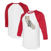 Los Angeles Angels Tiny Turnip Unisex State Outline 3/4-Sleeve Raglan T-Shirt - White/Red - MLB Discount