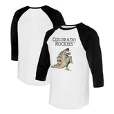 Colorado Rockies Tiny Turnip Unisex Stega 3/4-Sleeve Raglan T-Shirt - White/Black - MLB Lifestyle