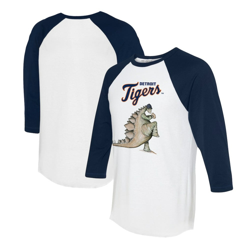 Detroit Tigers Tiny Turnip Unisex Stega 3/4-Sleeve Raglan T-Shirt - White/Navy - MLB Discount