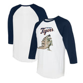 Detroit Tigers Tiny Turnip Unisex Stega 3/4-Sleeve Raglan T-Shirt - White/Navy - MLB Discount