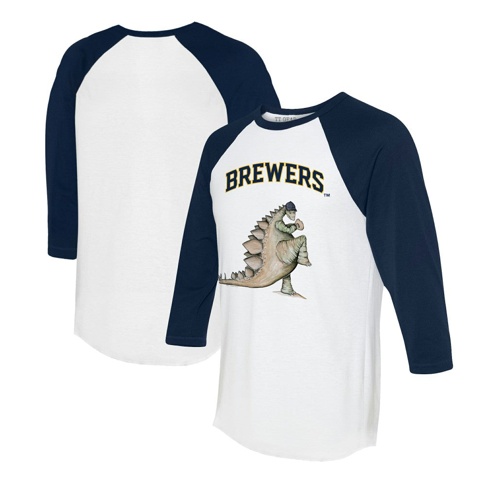 Milwaukee Brewers Tiny Turnip Unisex Stega 3/4-Sleeve Raglan T-Shirt - White/Navy - MLB Sale