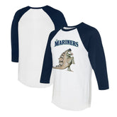 Seattle Mariners Tiny Turnip Unisex Stega 3/4-Sleeve Raglan T-Shirt - White/Navy - MLB Sale