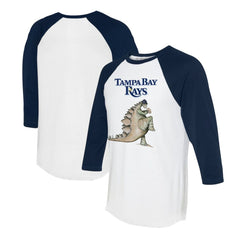 Tampa Bay Rays Tiny Turnip Unisex Stega 3/4-Sleeve Raglan T-Shirt - White/Navy - MLB Sale