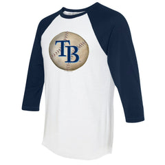 Tampa Bay Rays Tiny Turnip Unisex Stitched Baseball 3/4-Sleeve Raglan T-Shirt - White/Navy - MLB Discount
