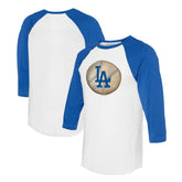 Los Angeles Dodgers Tiny Turnip Unisex Stitched Baseball 3/4-Sleeve Raglan T-Shirt - White/Royal - MLB on Sale