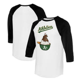 Athletics Tiny Turnip Unisex Sundae Helmet 3/4-Sleeve Raglan T-Shirt - White/Black - MLB Online