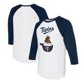 Minnesota Twins Tiny Turnip Unisex Sundae Helmet 3/4-Sleeve Raglan T-Shirt - White/Navy - MLB Discount