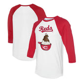 Cincinnati Reds Tiny Turnip Unisex Sundae Helmet 3/4-Sleeve Raglan T-Shirt - White/Red - MLB Online