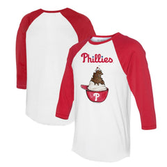 Philadelphia Phillies Tiny Turnip Unisex Sundae Helmet 3/4-Sleeve Raglan T-Shirt - White/Red - MLB Discount