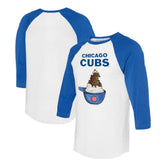 Chicago Cubs Tiny Turnip Unisex Sundae Helmet 3/4-Sleeve Raglan T-Shirt - White/Royal - MLB on Sale